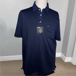 RLX Ralph Lauren Golf Polo Shirt Men’s Large Navy Blue Performance Stretch New